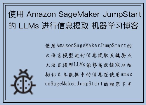 使用 Amazon SageMaker JumpStart 的 LLMs 进行信息提取 机器学习博客